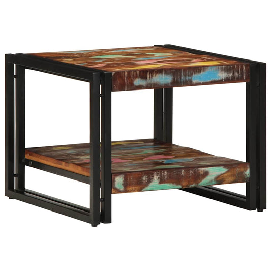 Table basse multicolore 50x50x38 cm bois de récupération bois massif