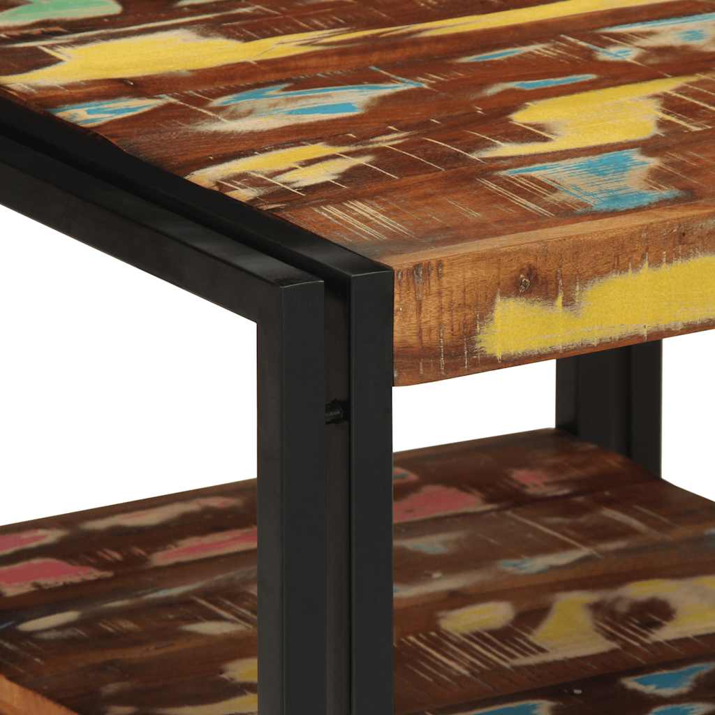 Table basse multicolore 50x50x38 cm bois de récupération bois massif
