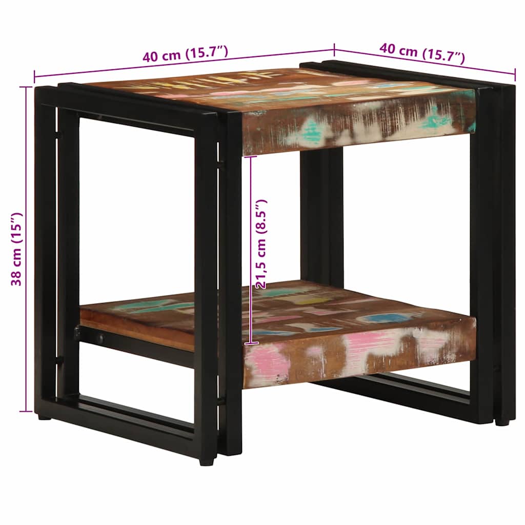 Couchtisch 40 x 40 x 38 cm Massives upgecyceltes Holz