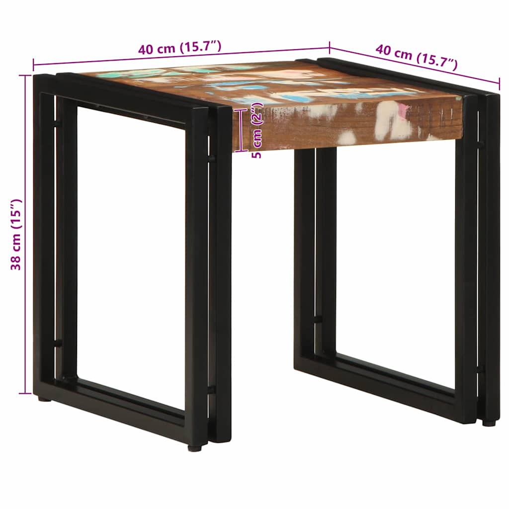 Couchtisch 40 x 40 x 38 cm Massives upgecyceltes Holz