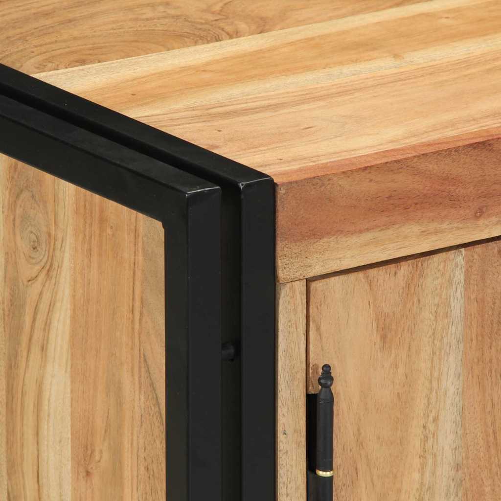 Schuhschrank mit Tür Schwarz 30 x 30 x 40 cm Massivholz Akazie