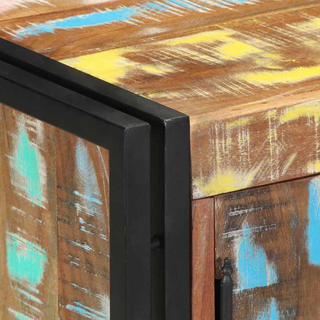 Schuhschrank mit Tür Schwarz 30 x 30 x 40 cm Massivholz Altholz