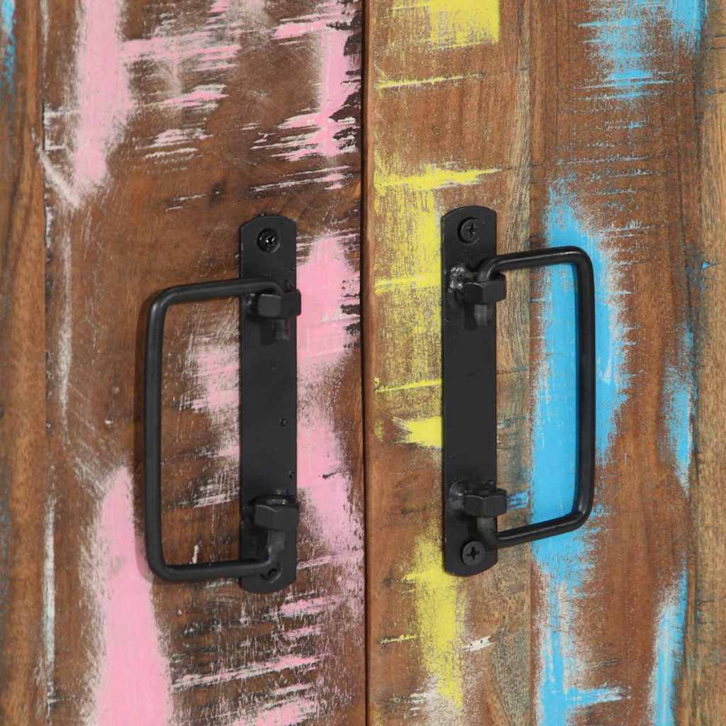 Schuhschrank mit Tür Schwarz 30 x 30 x 40 cm Massivholz Altholz