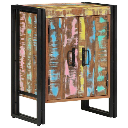 Schuhschrank mit Tür Schwarz 30 x 30 x 40 cm Massivholz Altholz