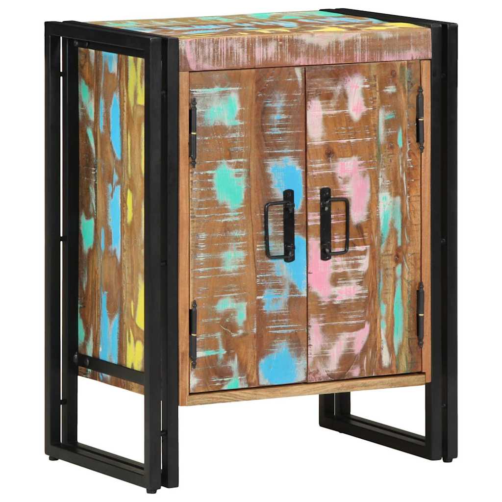 Schuhschrank mit Tür Schwarz 30 x 30 x 40 cm Massivholz Altholz