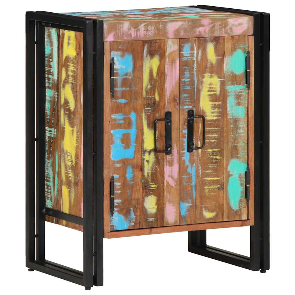 Schuhschrank mit Tür Schwarz 30 x 30 x 40 cm Massivholz Altholz