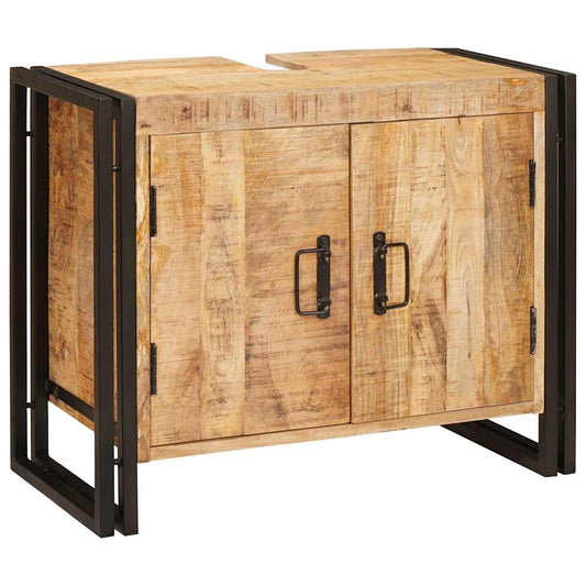 Waschbeckenunterschrank mit Tür Massives Mango-Holz, Eisen