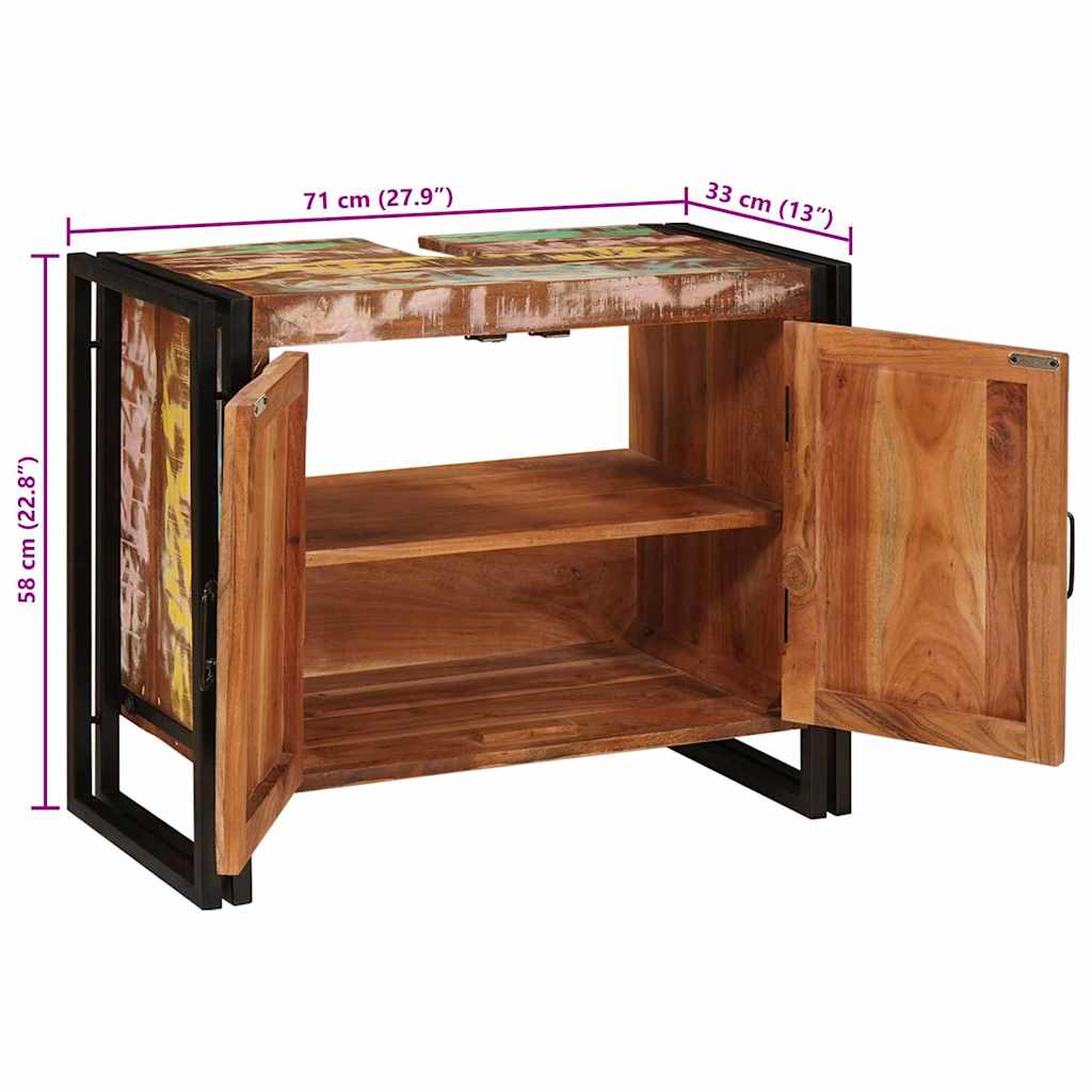 Waschbeckenunterschrank Mehrfarbig Massives upgecyceltes Holz