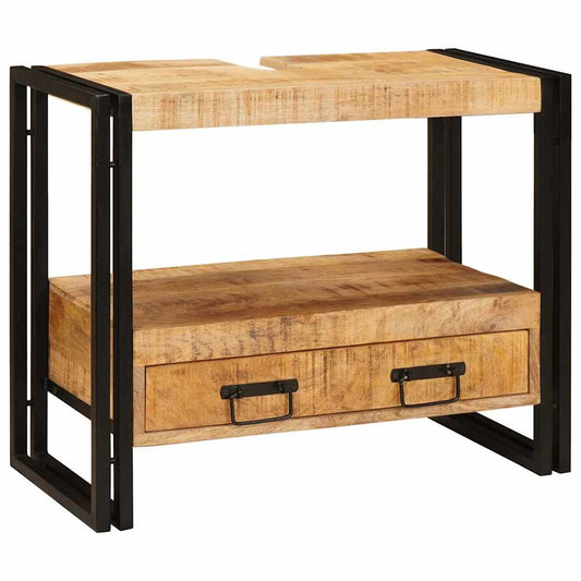 Waschbeckenunterschrank mit Regal Massives Mango-Holz, Eisen