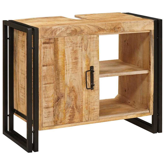 Waschbeckenunterschrank mit Tür Massives Mango-Holz, Eisen