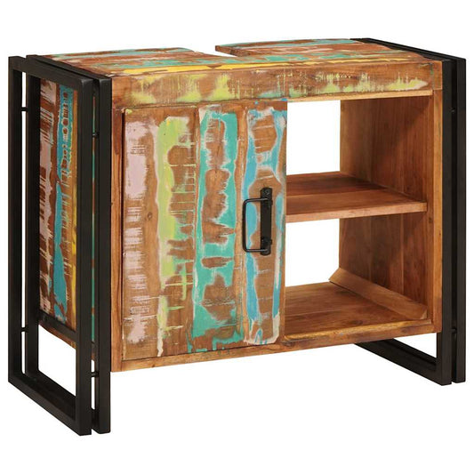 Waschbeckenunterschrank mit Tür Massives Reclaimed-Holz, Eisen