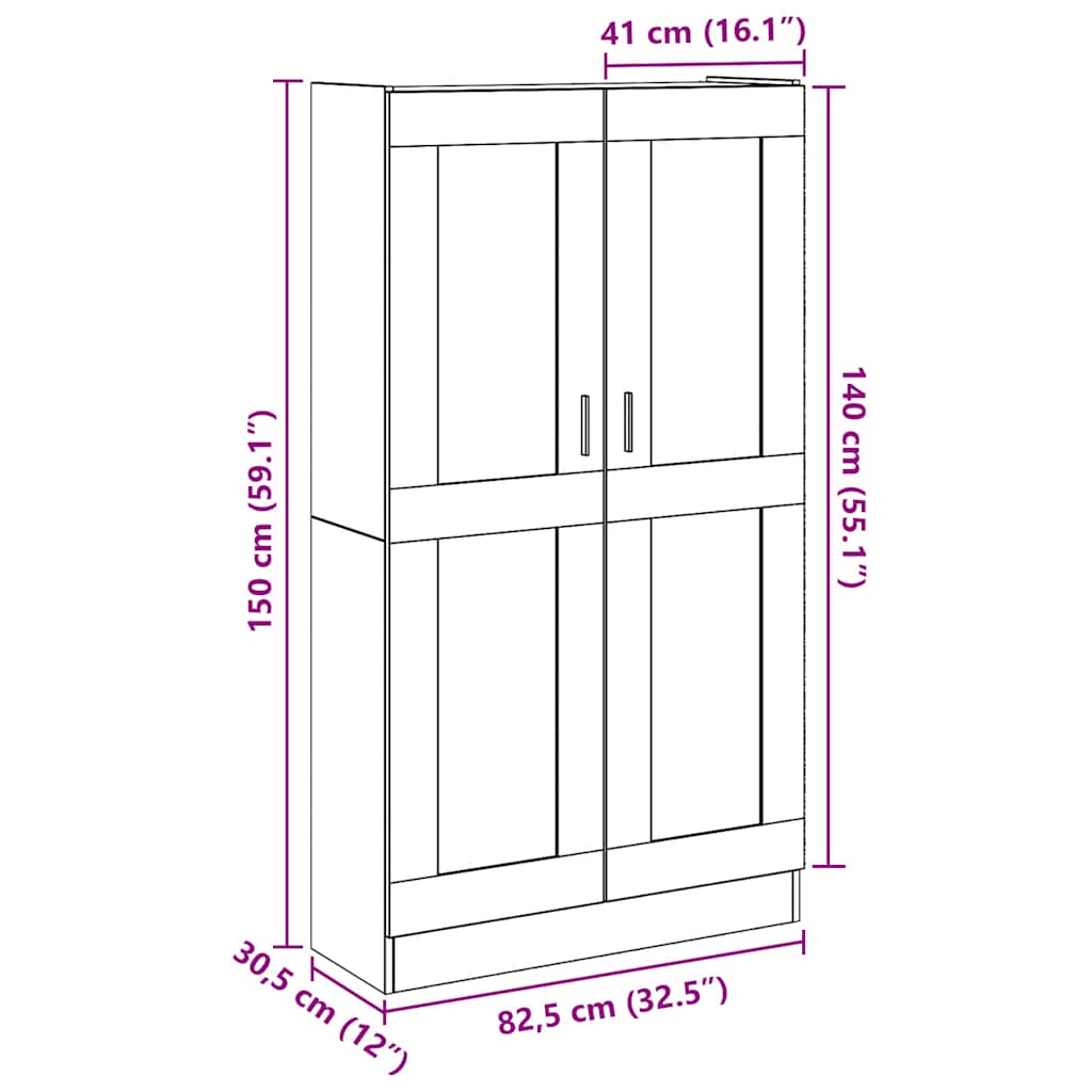 Highboard Artisan-Eiche 82,5 x 30,5 x 150 cm Holzwerkstoff