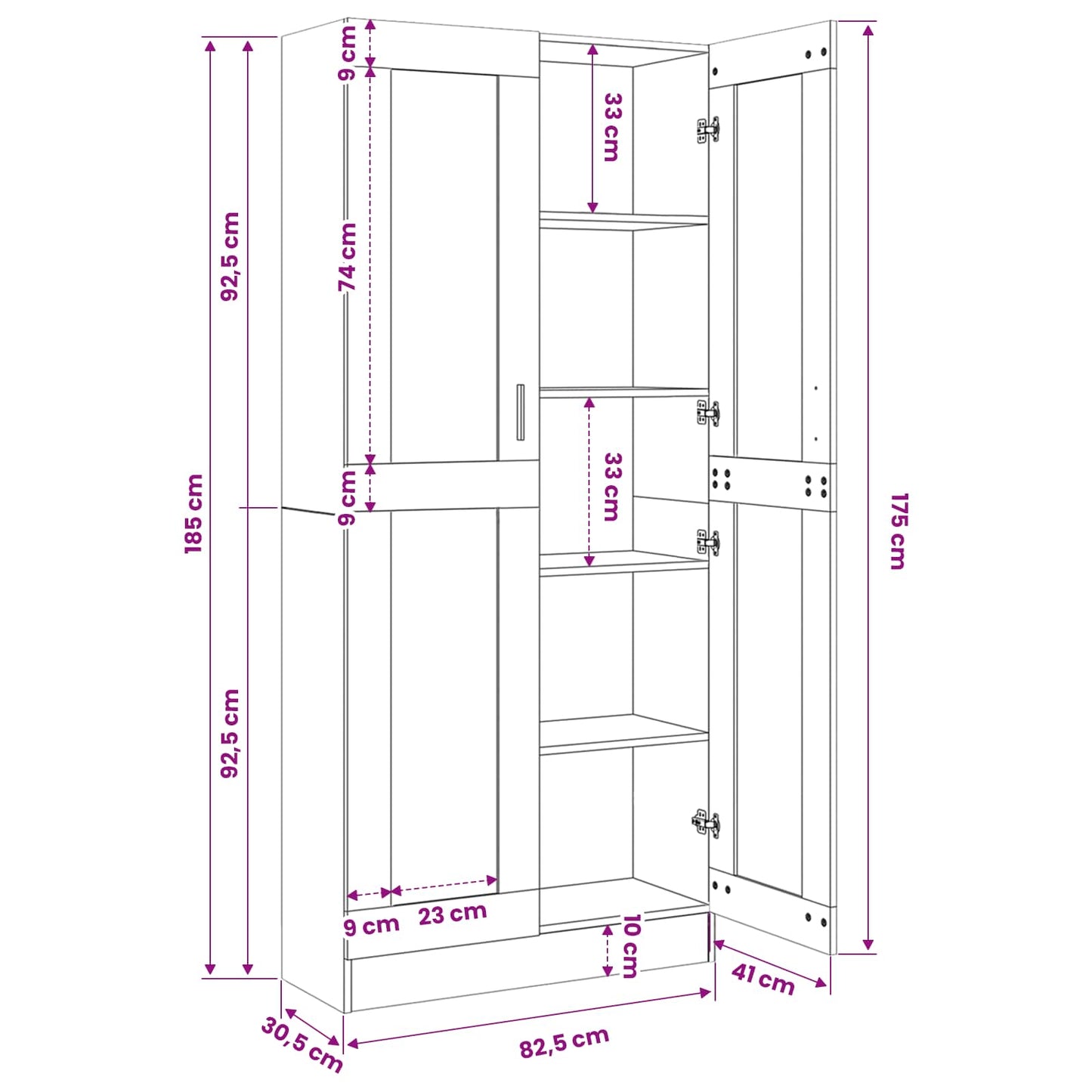 Highboard Altholz-Optik 82,5x30,5x185 cm Holzwerkstoff