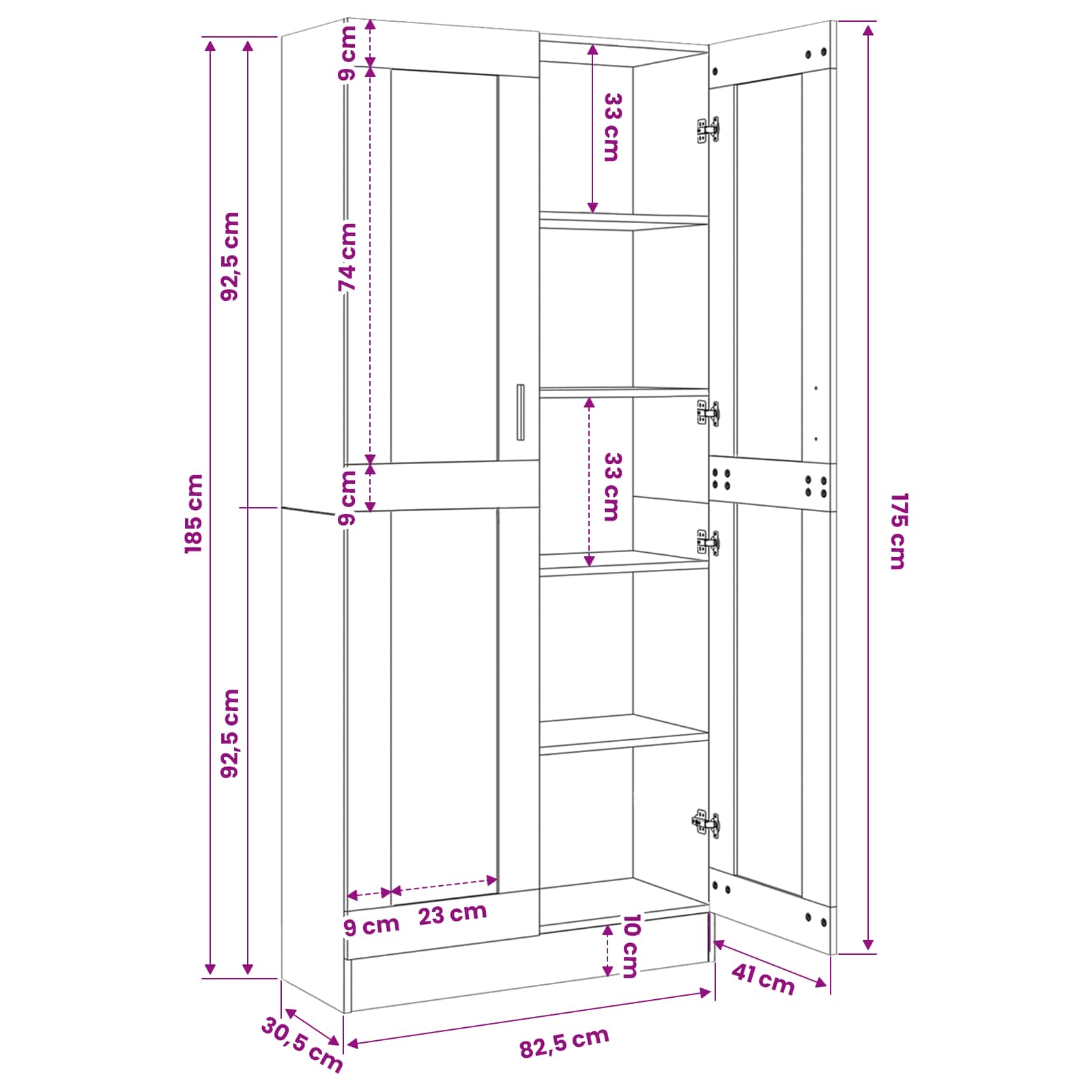 Highboard Altholz-Optik 82,5x30,5x185 cm Holzwerkstoff