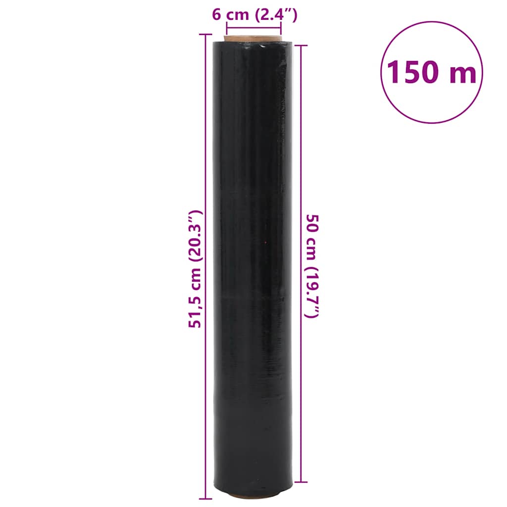 Stretchfolie 2 Stk. Schwarz 30 μm 50 cm x 150 m