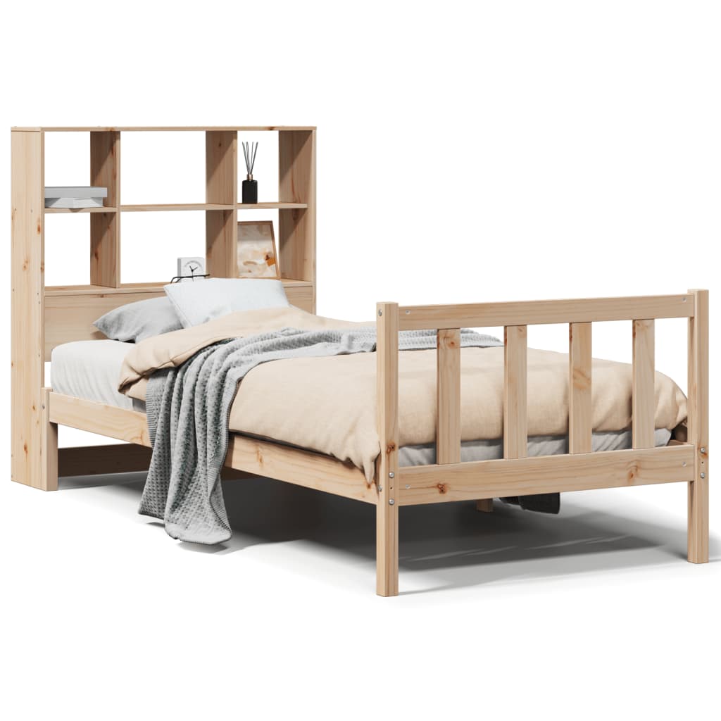 Massivholzbett mit Regal ohne Matratze 90x200 cm Kiefer