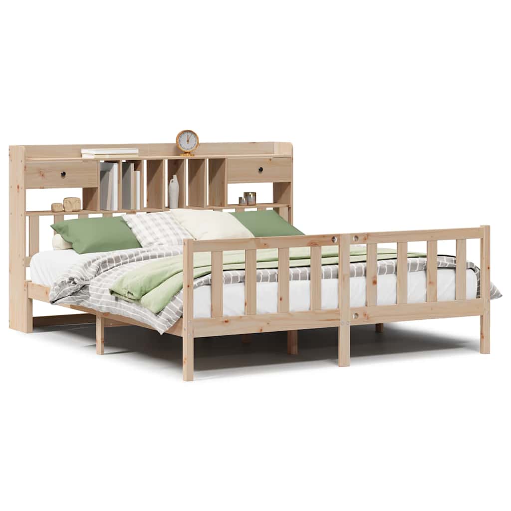 Massivholzbett mit Regal ohne Matratze 180x200 cm Kiefernholz