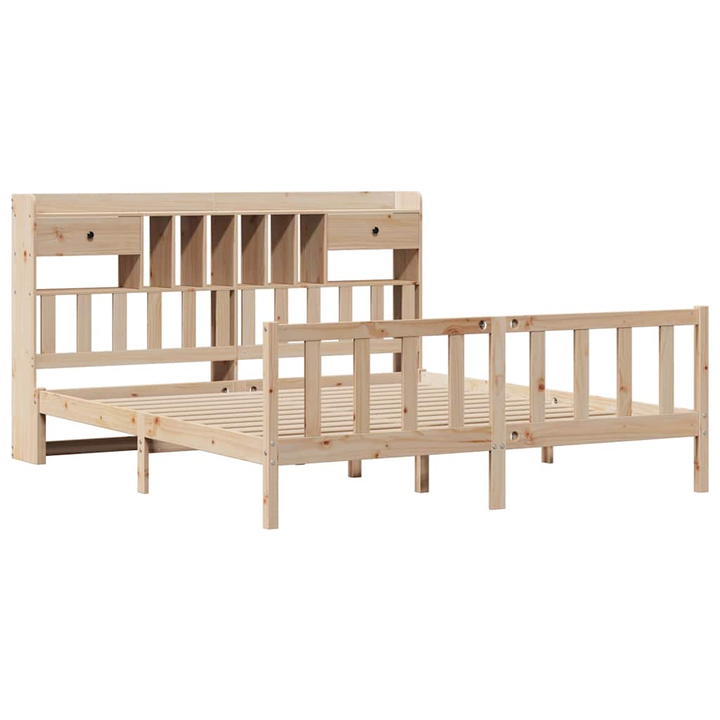 Massivholzbett mit Regal ohne Matratze 180x200 cm Kiefernholz