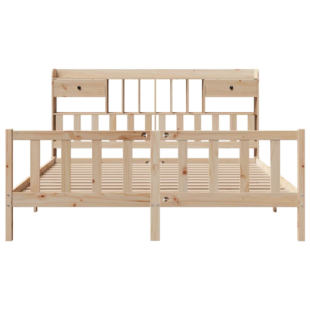Massivholzbett mit Regal ohne Matratze 180x200 cm Kiefernholz