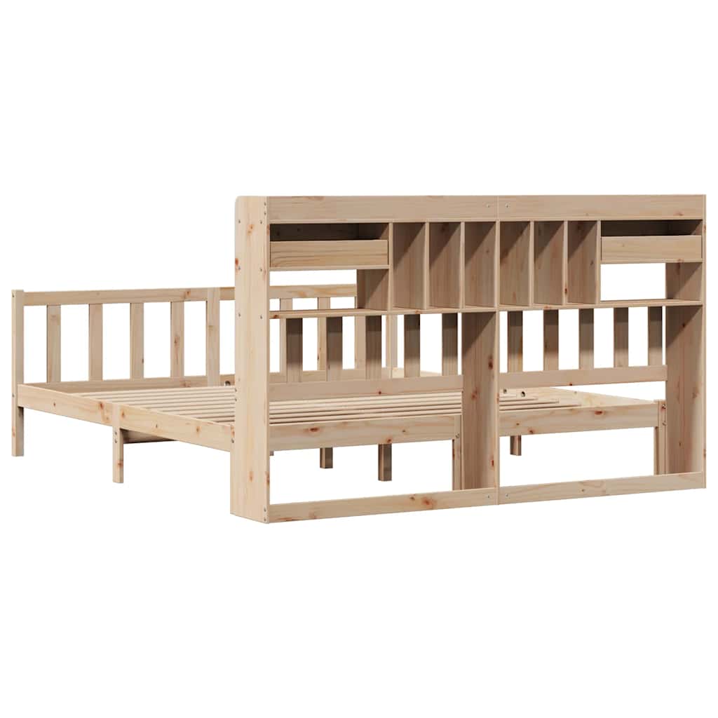 Massivholzbett mit Regal ohne Matratze 180x200 cm Kiefernholz