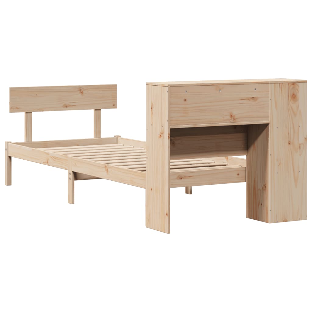 Massivholzbett mit Regal ohne Matratze 90x200 cm Kiefernholz