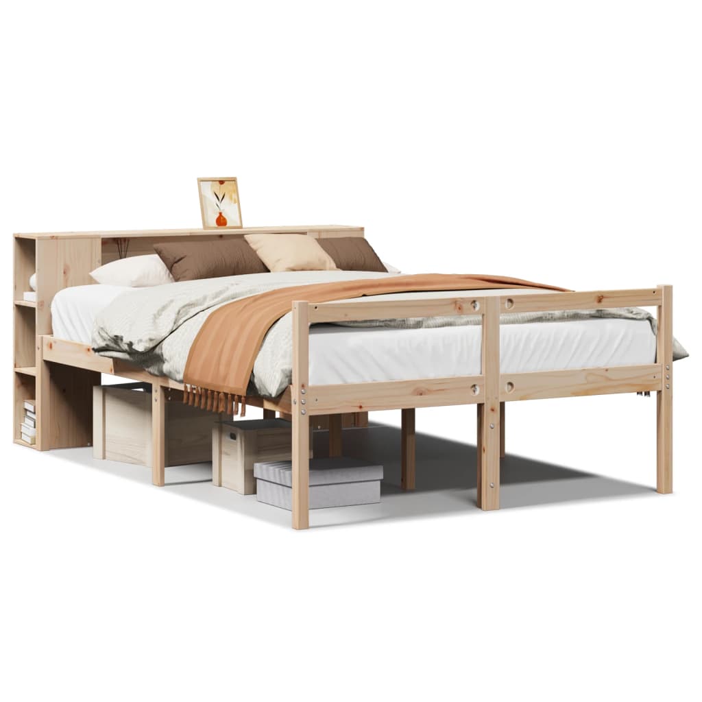 Massivholzbett mit Regal ohne Matratze 135x190 cm Kiefernholz