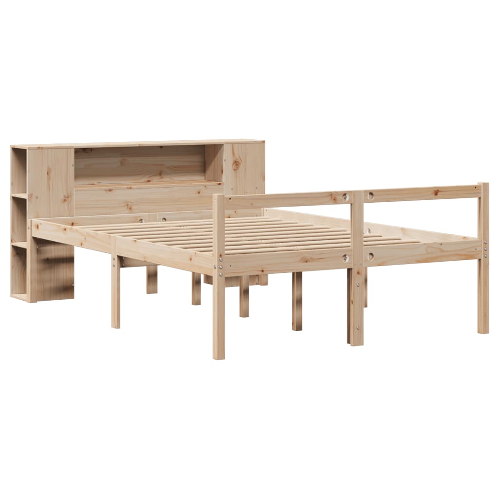 Massivholzbett mit Regal ohne Matratze 135x190 cm Kiefernholz