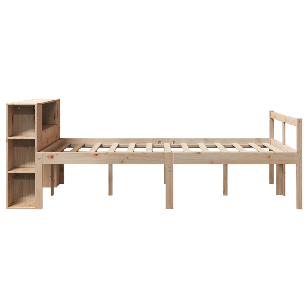 Massivholzbett mit Regal ohne Matratze 135x190 cm Kiefernholz