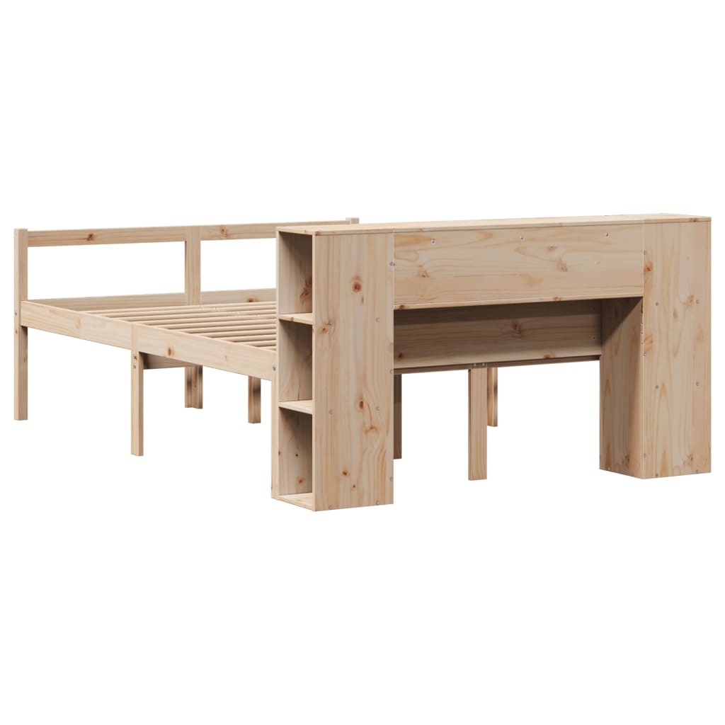 Massivholzbett mit Regal ohne Matratze 135x190 cm Kiefernholz