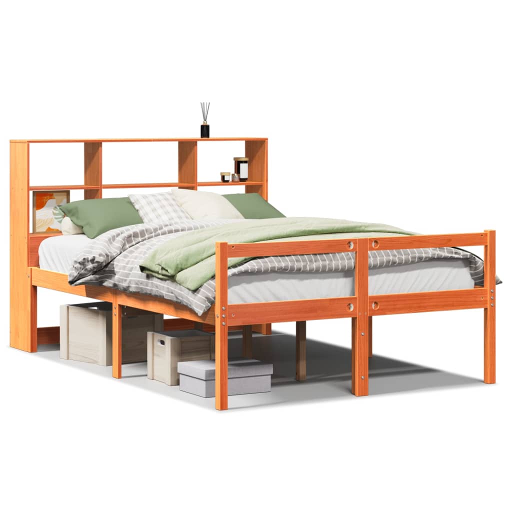 Massivholzbett ohne Matratze Wachsbraun 135x190 cm Massivholz