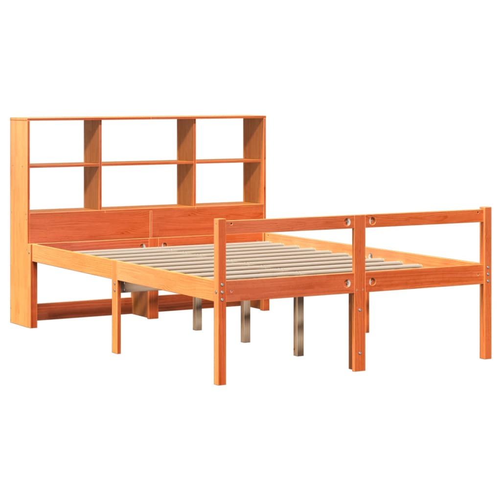 Massivholzbett ohne Matratze Wachsbraun 135x190 cm Massivholz