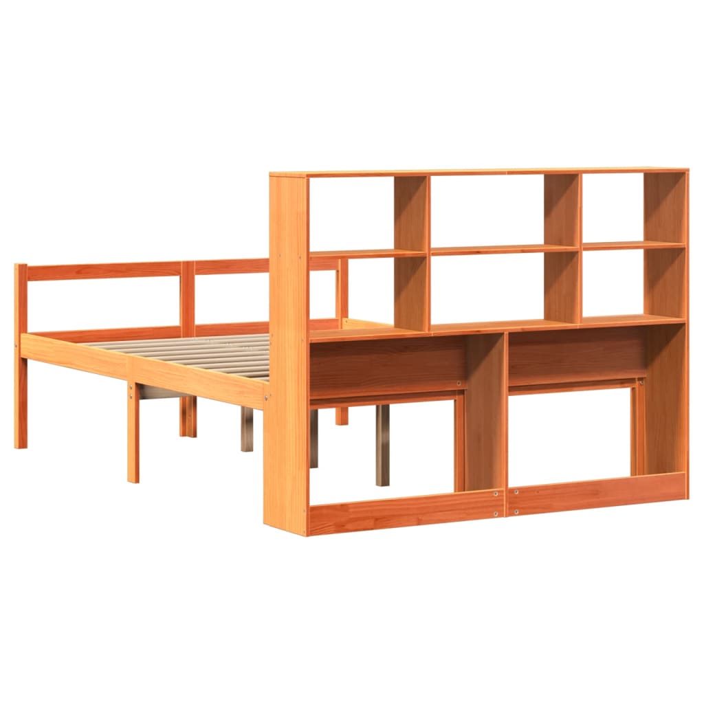 Massivholzbett ohne Matratze Wachsbraun 135x190 cm Massivholz