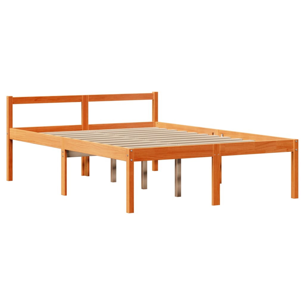 Massivholzbett ohne Matratze Wachsbraun 135x190 cm Massivholz