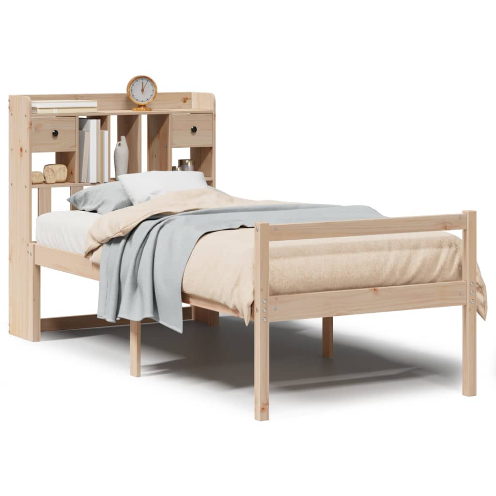 Massivholzbett mit Regal ohne Matratze 90x190 cm Kiefer