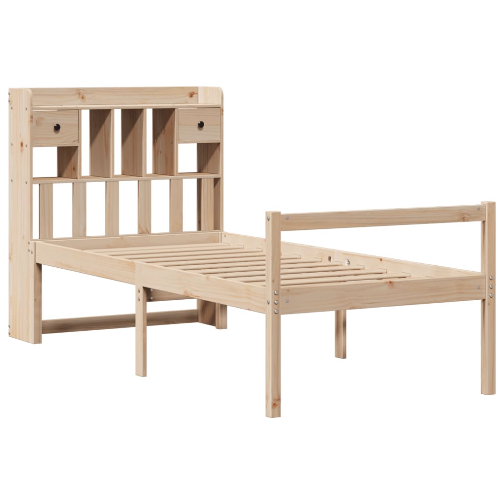 Massivholzbett mit Regal ohne Matratze 90x190 cm Kiefer