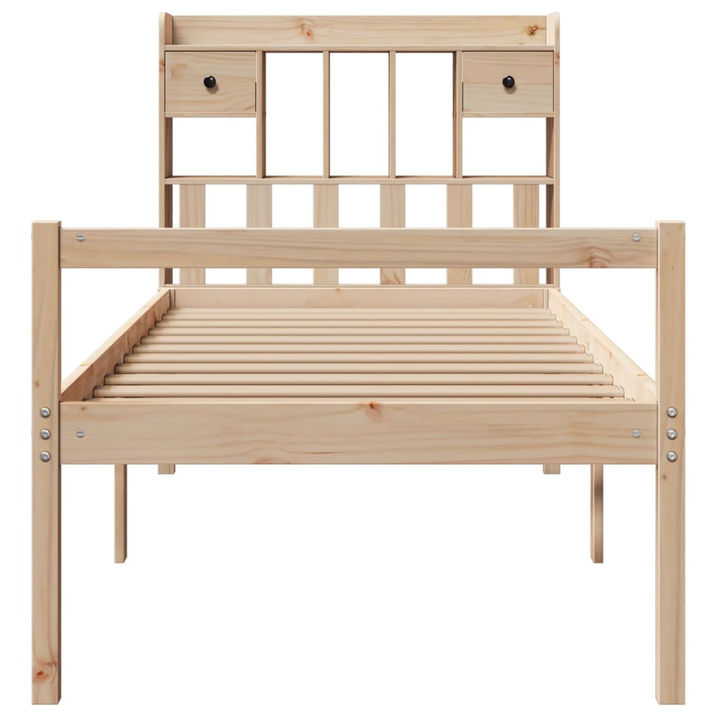 Massivholzbett mit Regal ohne Matratze 90x190 cm Kiefer