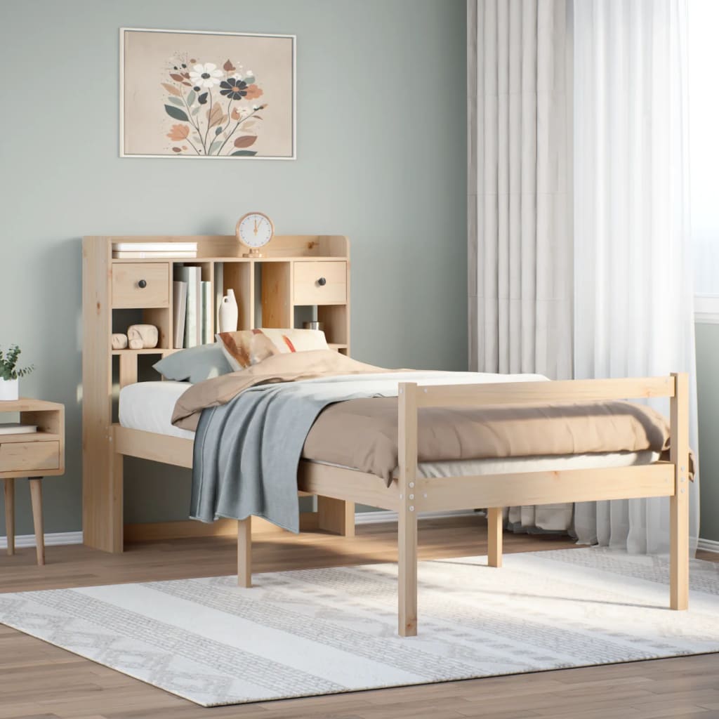 Massivholzbett mit Regal ohne Matratze 90x190 cm Kiefer
