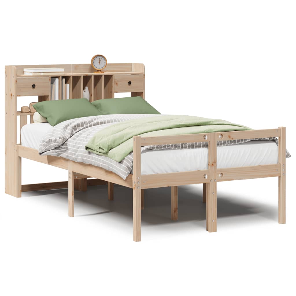 Massivholzbett mit Regal ohne Matratze 135x190 cm Kiefernholz