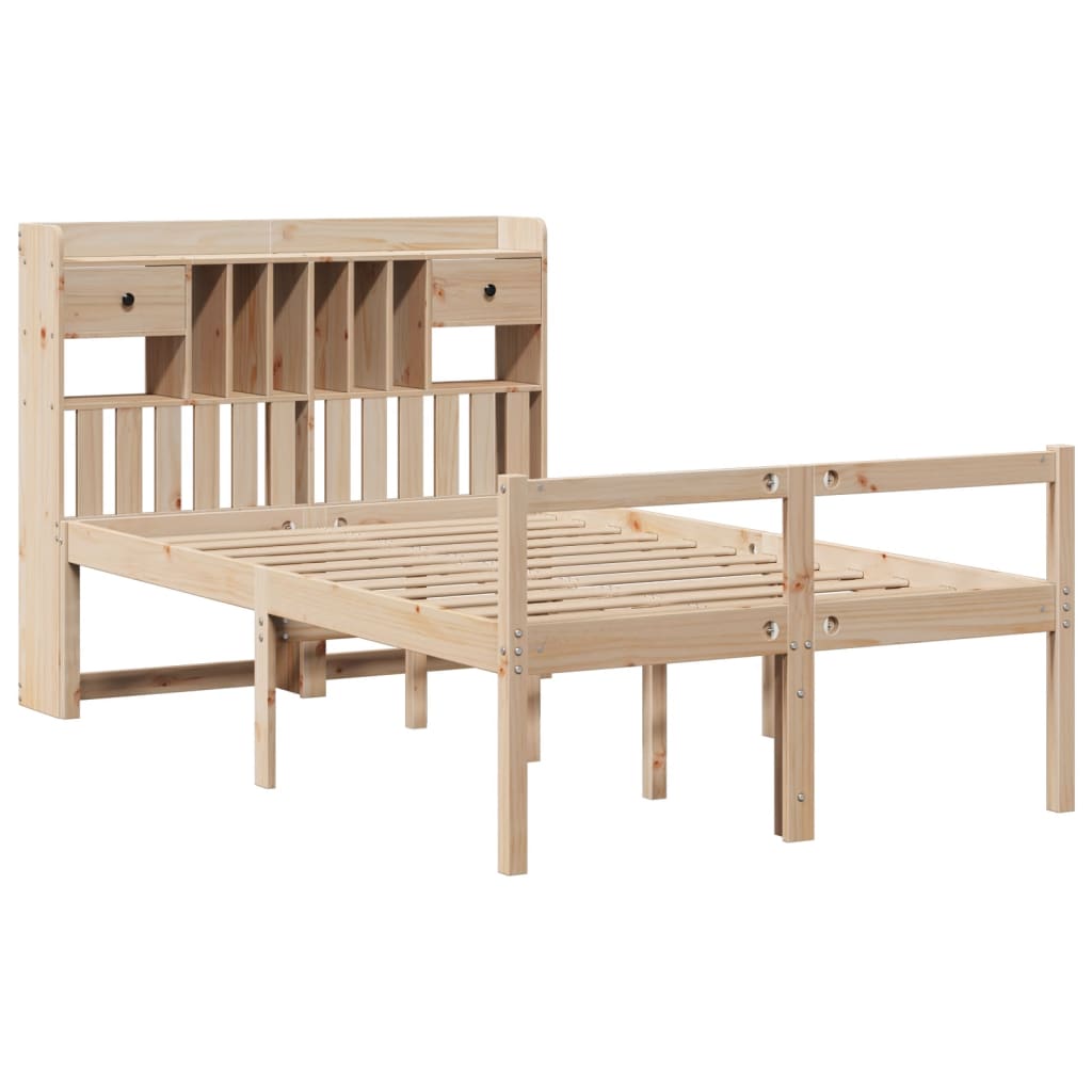 Massivholzbett mit Regal ohne Matratze 135x190 cm Kiefernholz