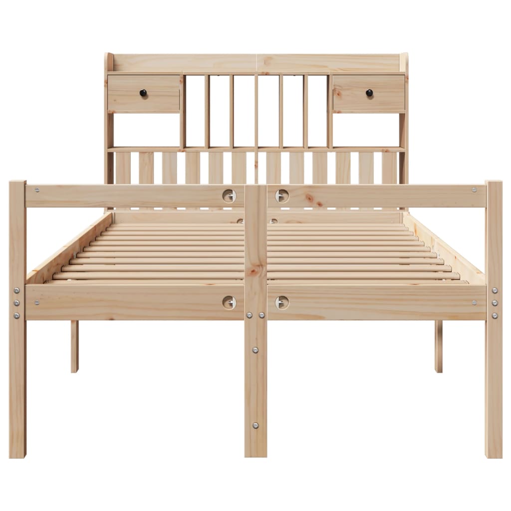 Massivholzbett mit Regal ohne Matratze 135x190 cm Kiefernholz