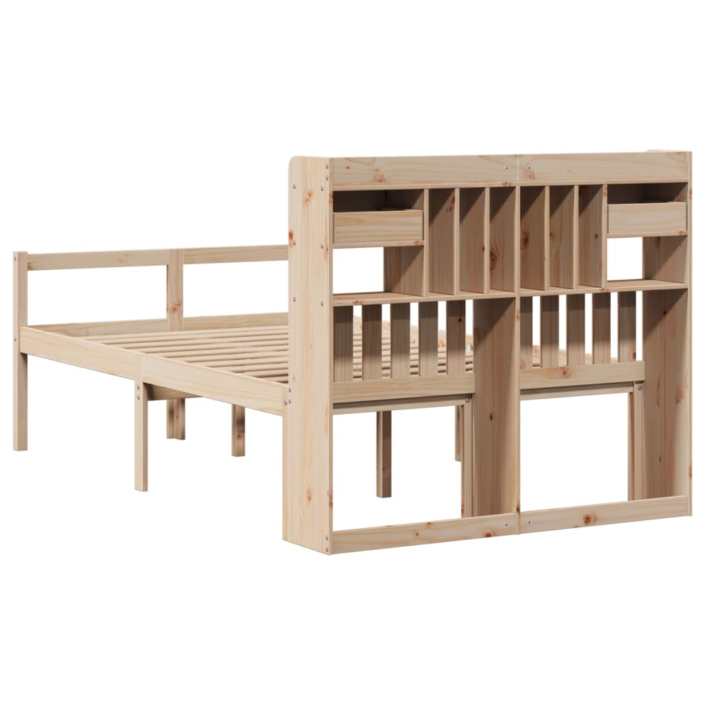 Massivholzbett mit Regal ohne Matratze 135x190 cm Kiefernholz