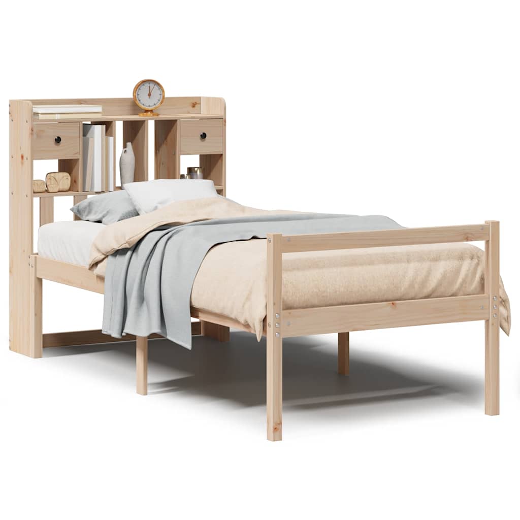 Massivholzbett mit Regal ohne Matratze 90x200 cm Kiefer