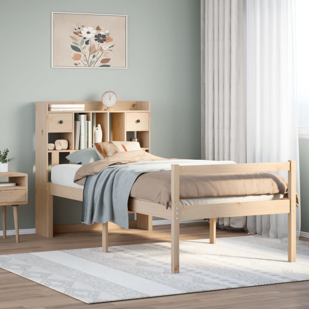 Massivholzbett mit Regal ohne Matratze 90x200 cm Kiefer