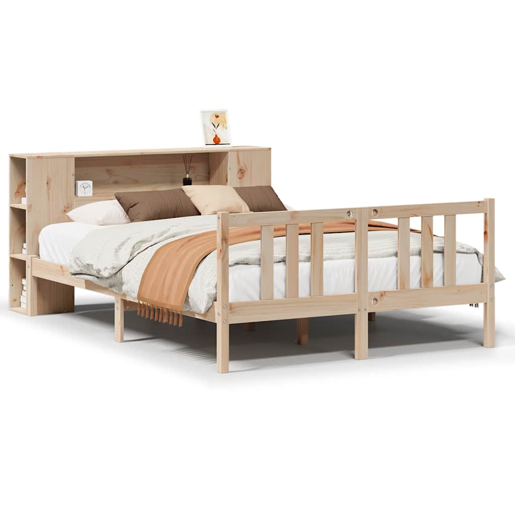 Massivholzbett mit Regal ohne Matratze 135x190 cm Kiefernholz
