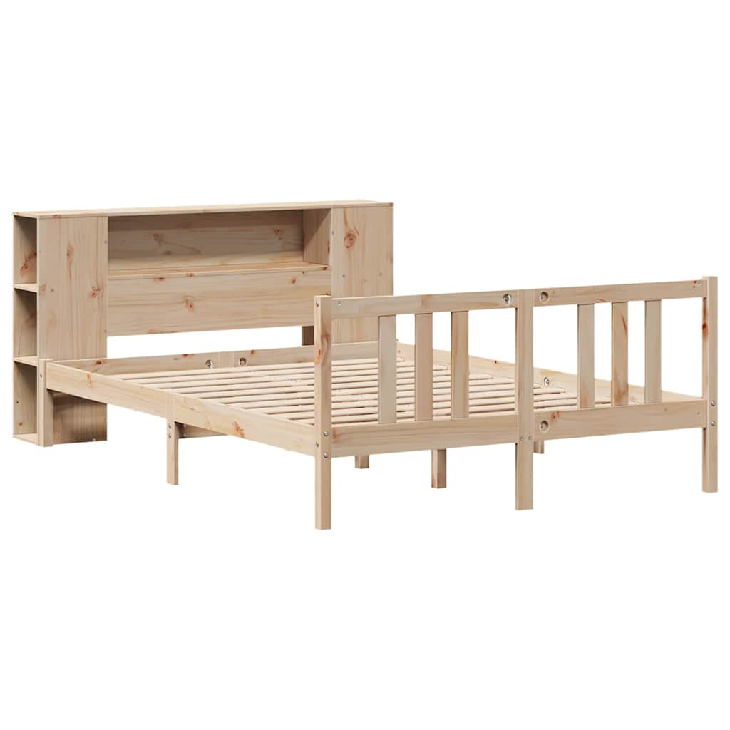Massivholzbett mit Regal ohne Matratze 135x190 cm Kiefernholz