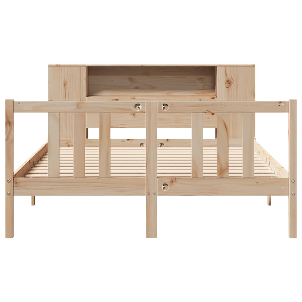 Massivholzbett mit Regal ohne Matratze 135x190 cm Kiefernholz