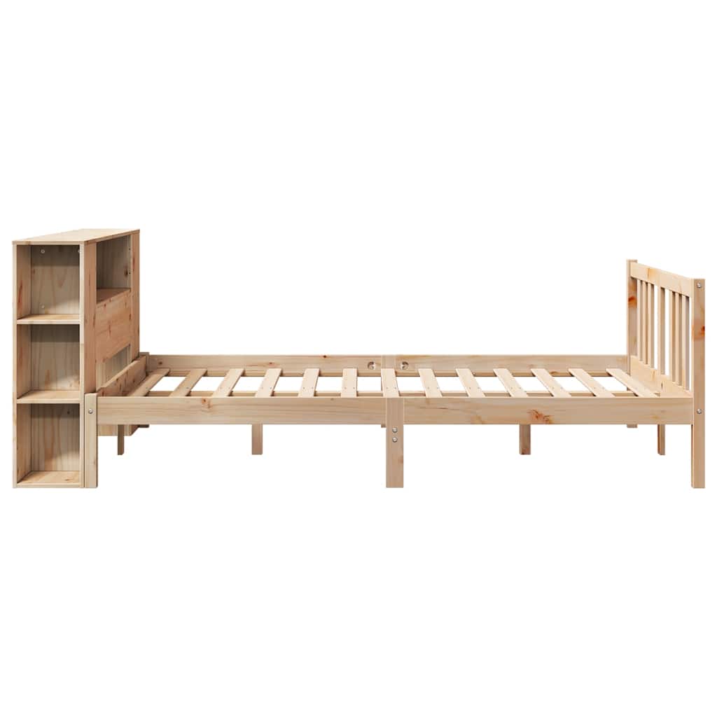 Massivholzbett mit Regal ohne Matratze 135x190 cm Kiefernholz