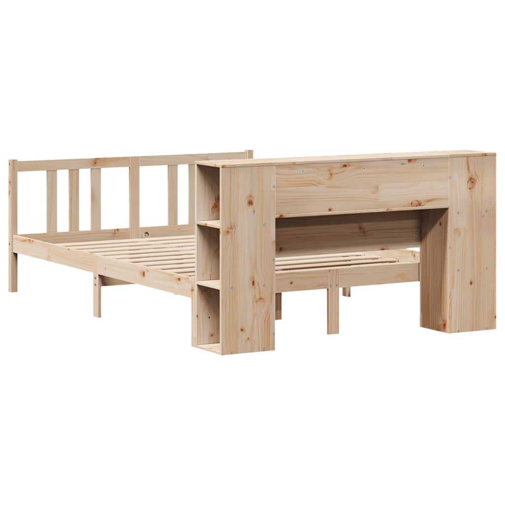 Massivholzbett mit Regal ohne Matratze 135x190 cm Kiefernholz