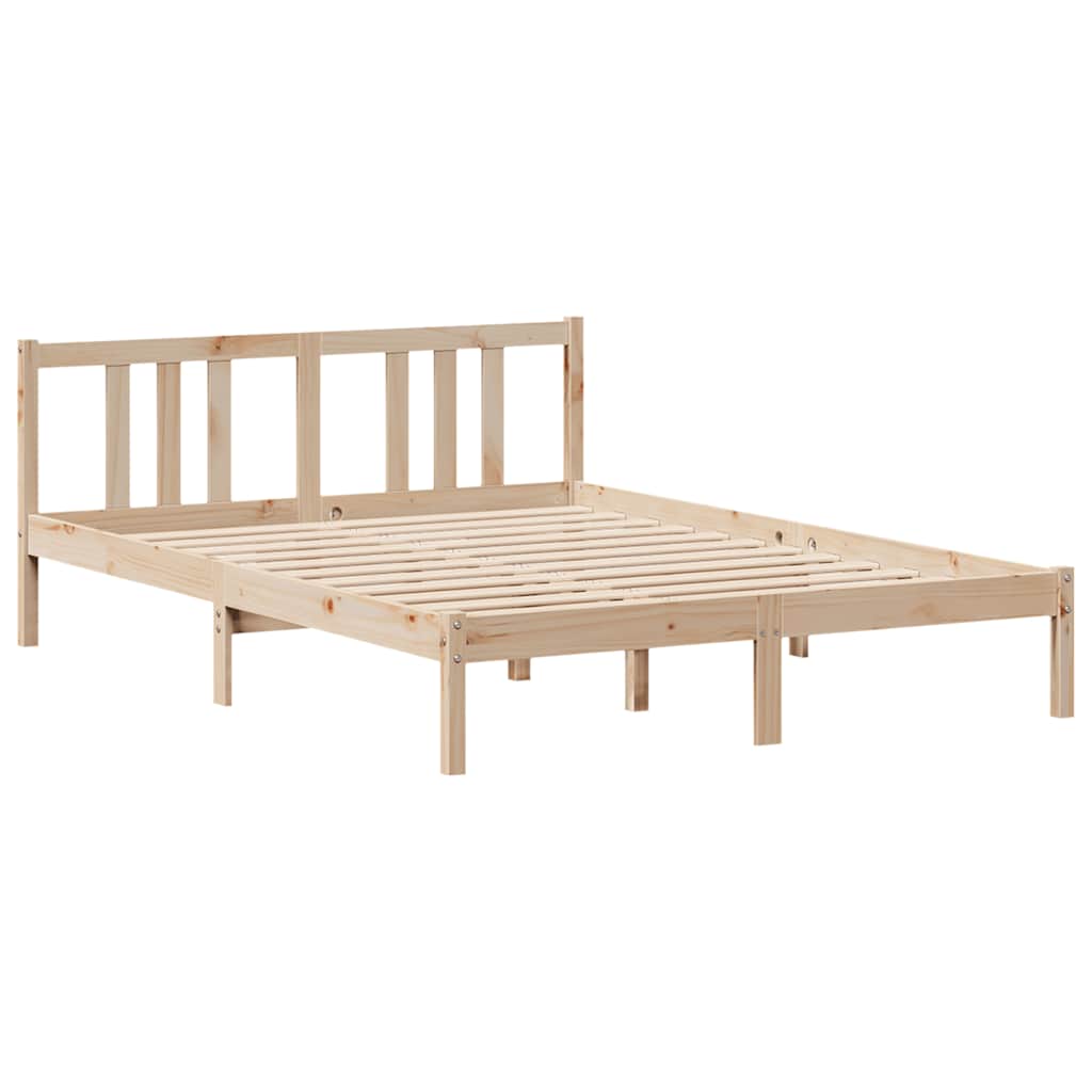 Massivholzbett mit Regal ohne Matratze 135x190 cm Kiefernholz
