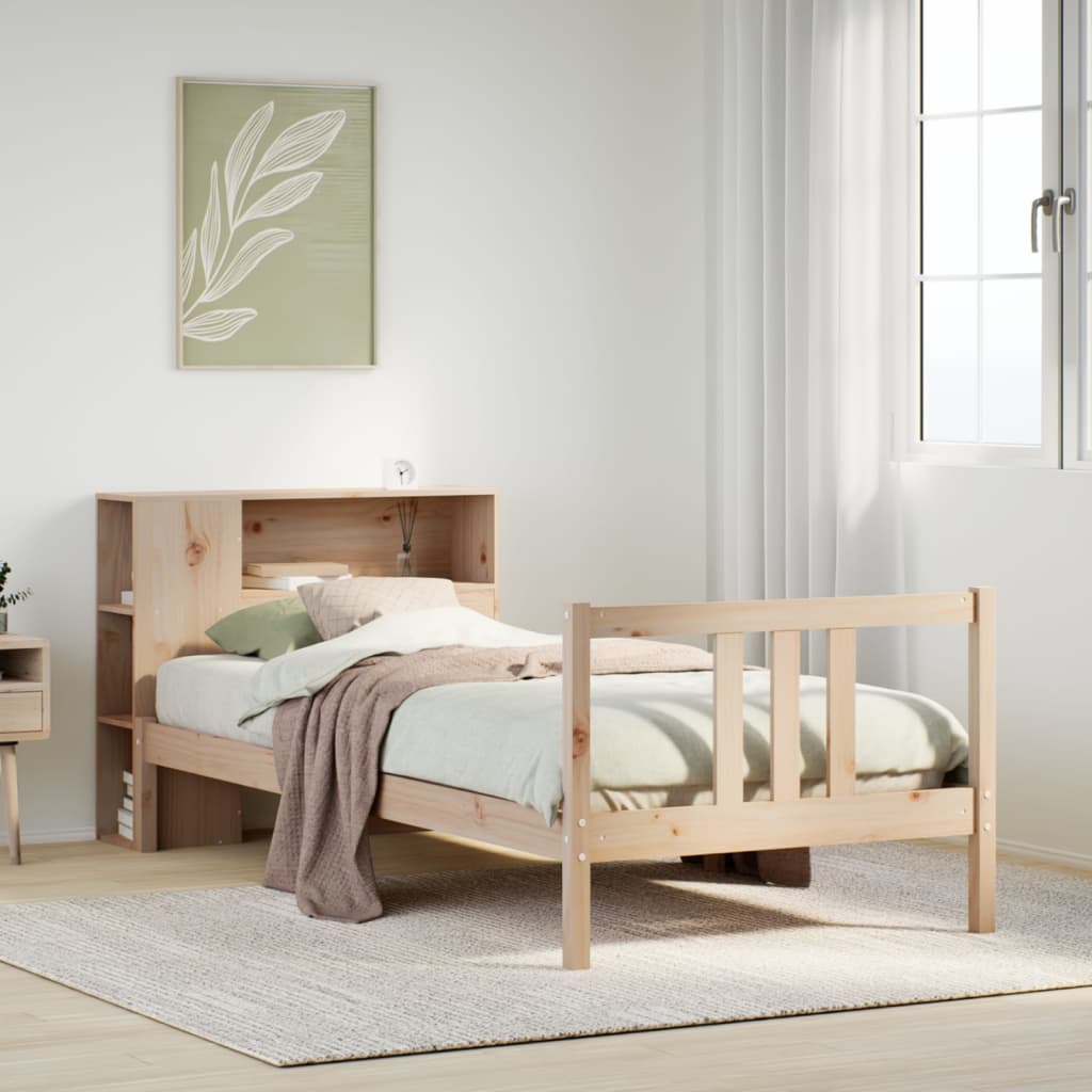 Bücherregalbett ohne Matratze 75x190 cm Massivholz Kiefer